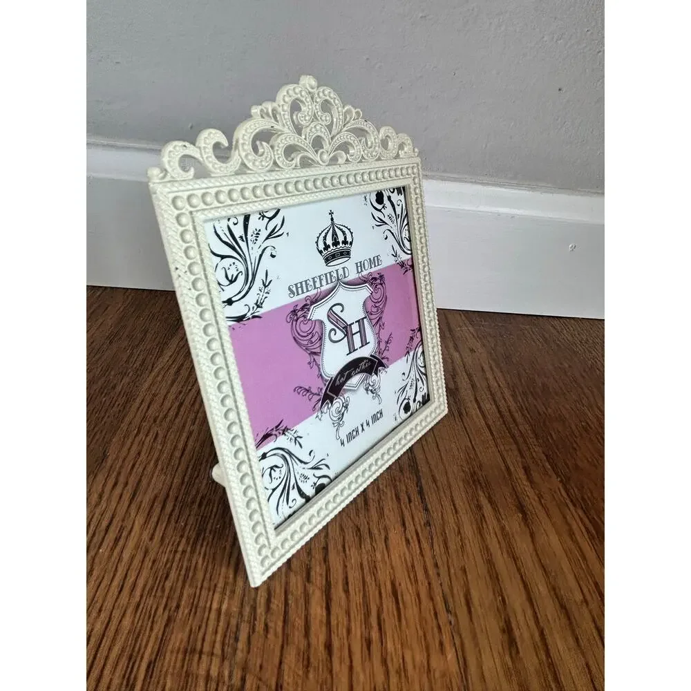 Sheffield Home White Ornate Crown Scroll 4x4 Picture Frame